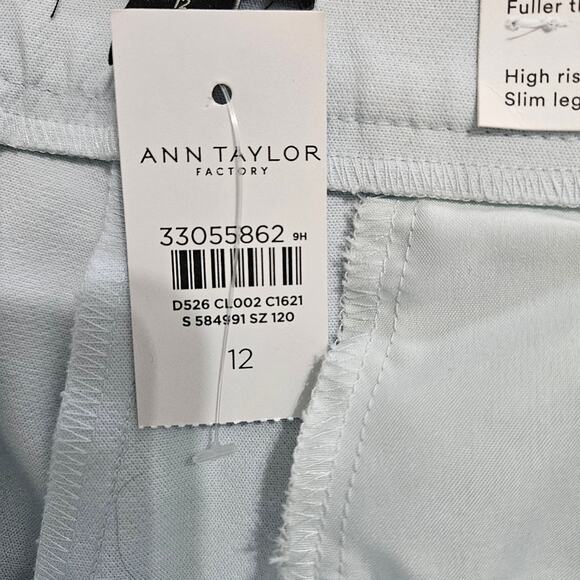 New Ann Taylor The High Waist Ankle Pastel Blue Pants Curvy Fit 12 Slim Leg - Picture 6 of 13
